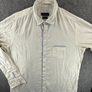 Massimo Dutti 2XL Turkey Finest Fabric White Button Up Pocket Shirt Solid Men